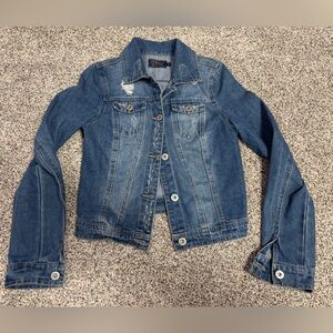 Women’s Small Distressed Classic Blue Denim Jacket Ci Sono